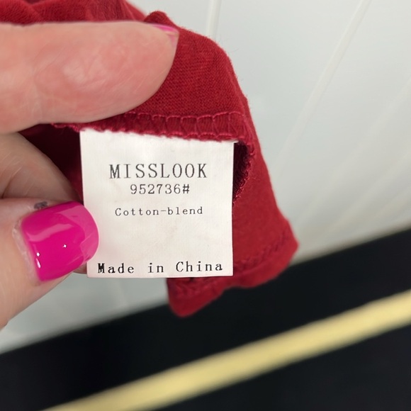 Miss Look Womens Tee Dress S Burgundy Pink Tie Dye Vneck Short Sleeves Graphics - Picture 7 of 12